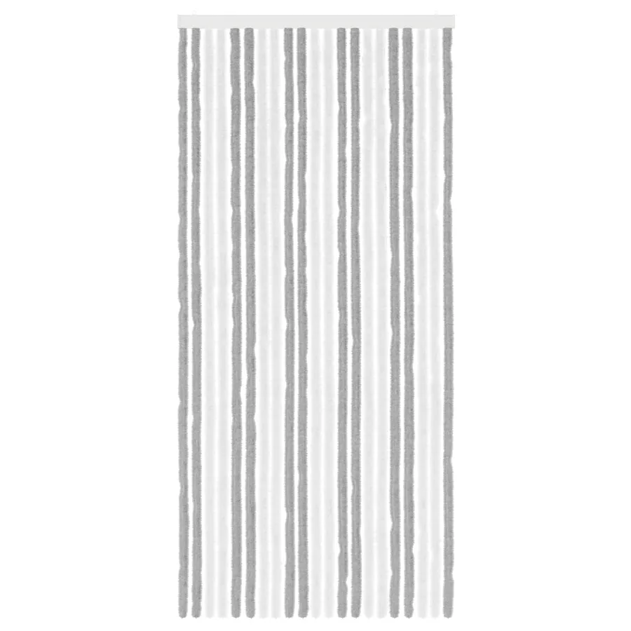 Rideau anti-insectes en chenille Gris et blanc 90 x 200 cm - 3
