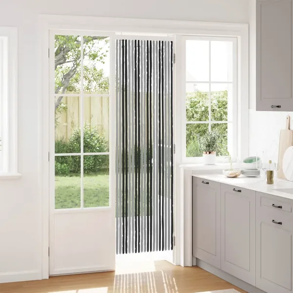 Rideau anti-insectes en chenille Gris et Noir 56 x 200 cm