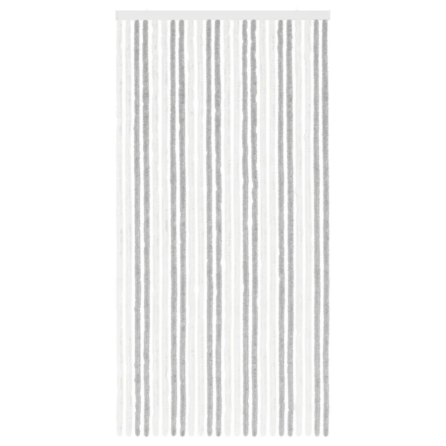Rideau anti-insectes en chenille Gris clair et blanc - 3