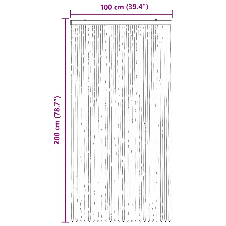 Rideau anti-insectes en chenille Gris clair et blanc - 6
