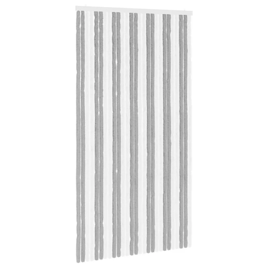 Rideau anti-insectes en chenille Gris et blanc 118 x 220 cm - 2