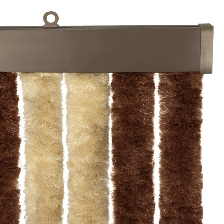 Rideau anti-insectes en chenille Marron et beige 90 x 220 cm - 4