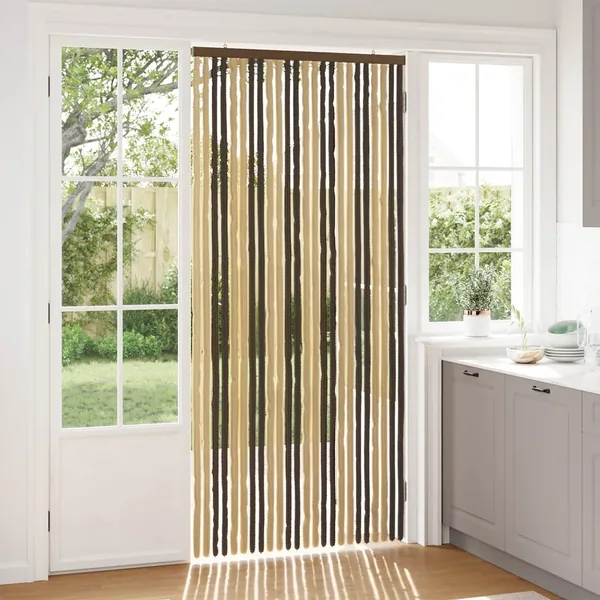 Rideau anti-insectes en chenille Marron Foncé et Beige