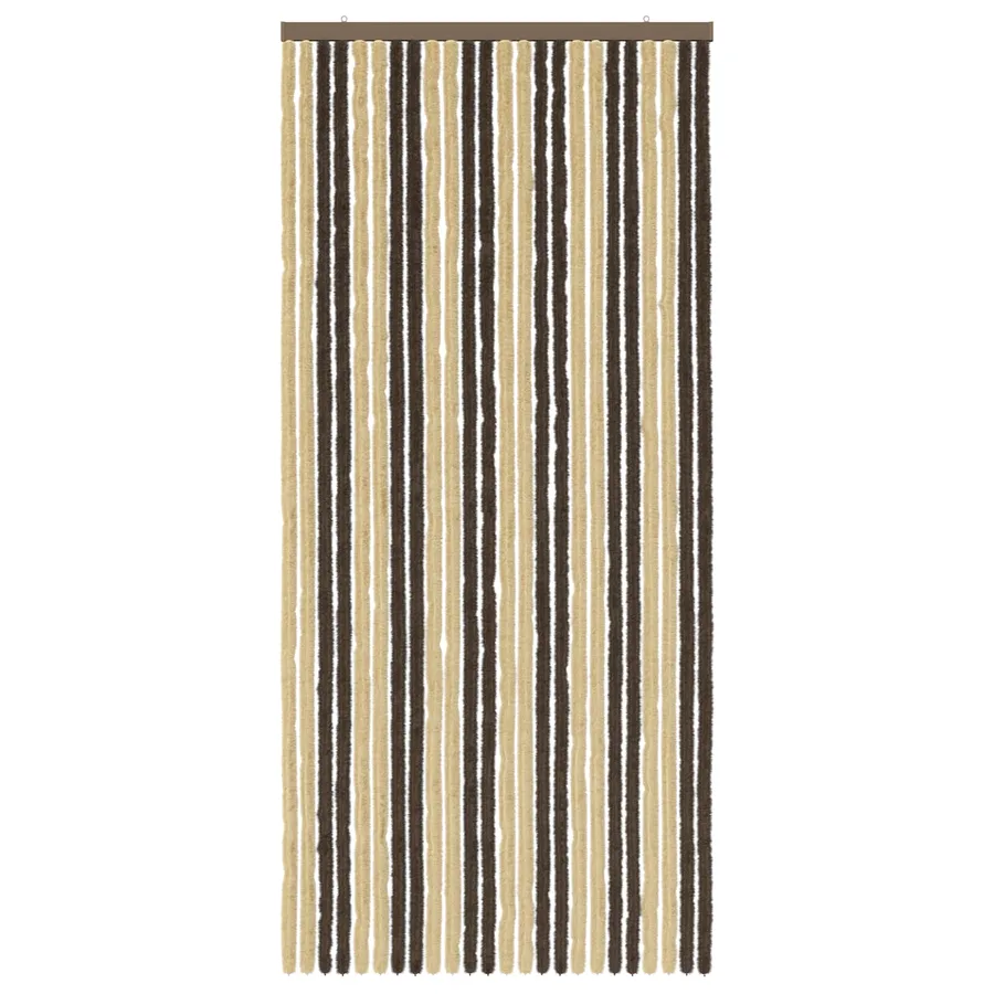 Rideau anti-insectes en chenille Marron Foncé et Beige - 3