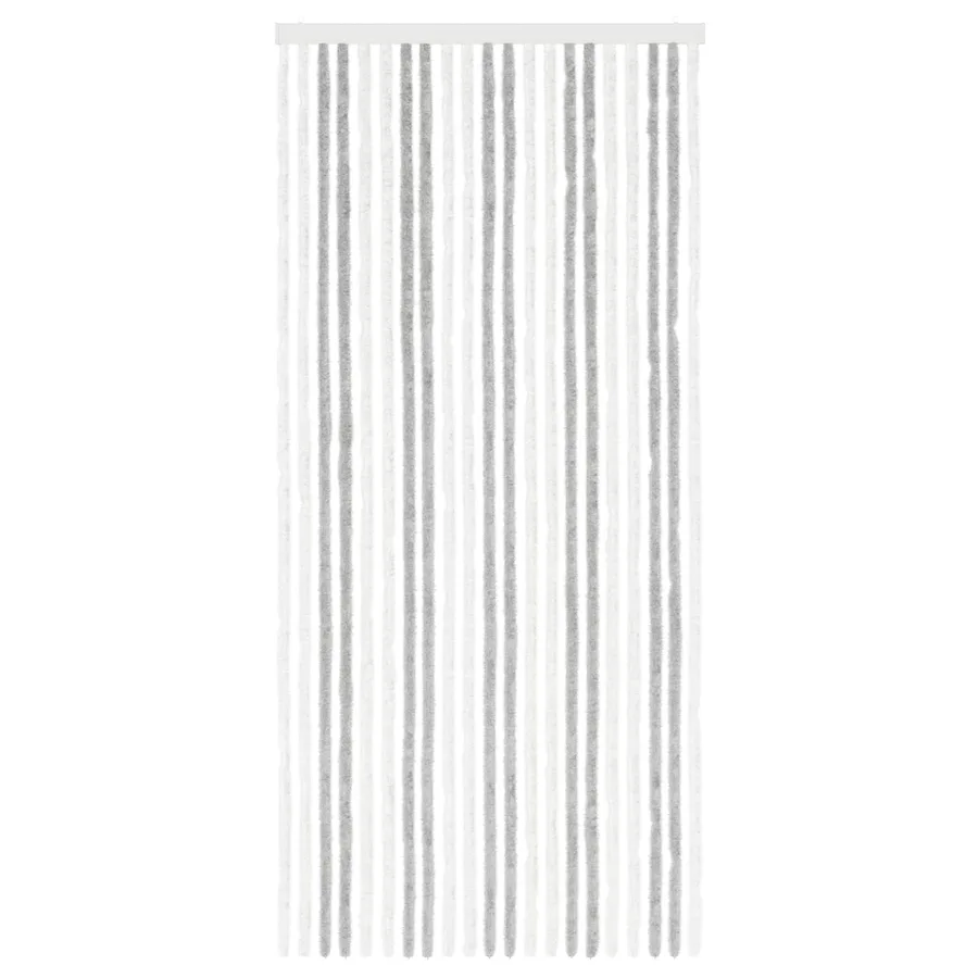 Rideau anti-insectes en chenille Gris clair et blanc - 3