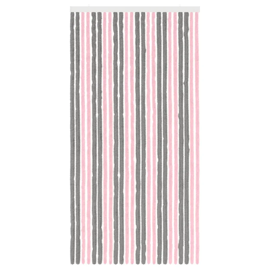 Rideau anti-insectes en chenille Gris Argent et Rose - 3