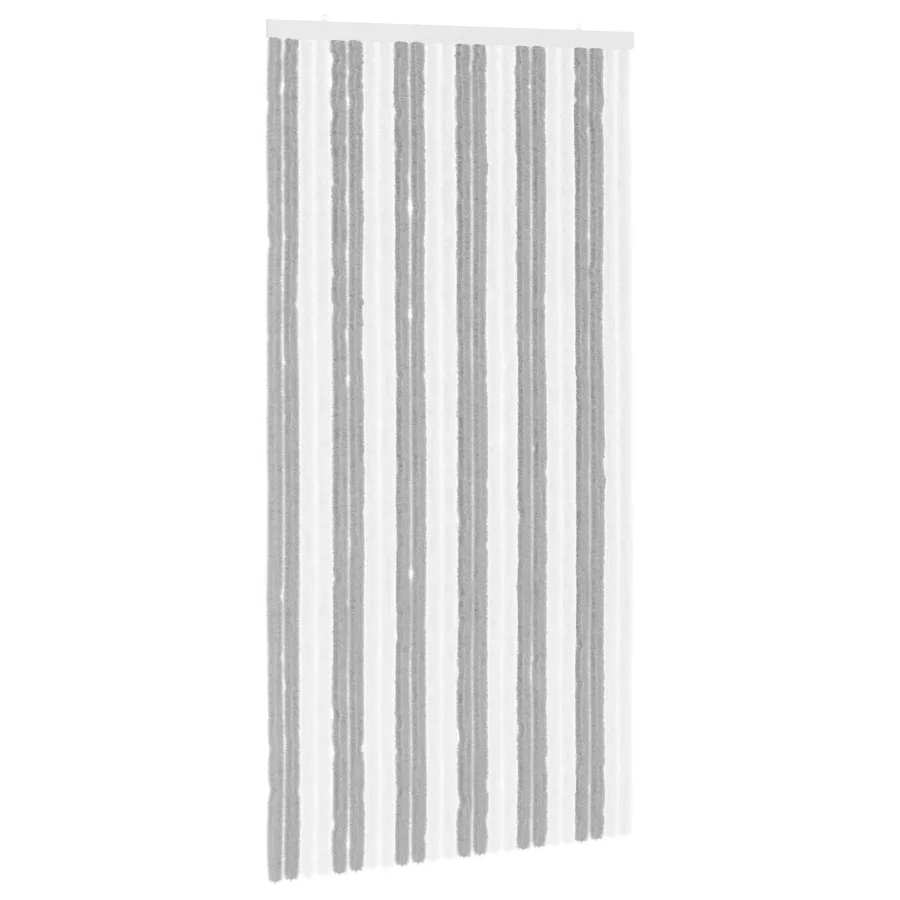 Rideau anti-insectes en chenille Gris et blanc 100 x 200 cm - 2