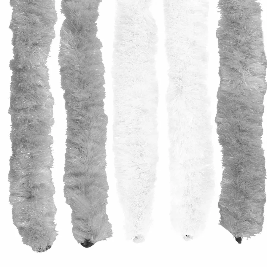 Rideau anti-insectes en chenille Gris et blanc 100 x 200 cm - 5