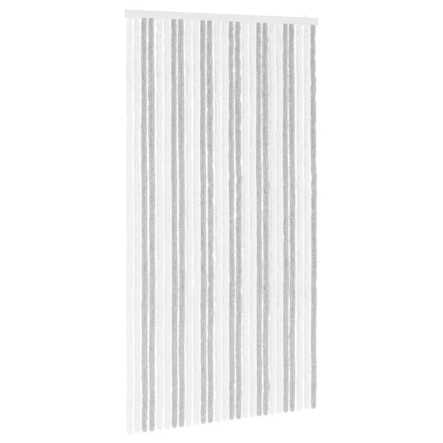 Rideau anti-insectes en chenille Gris clair et blanc - 2