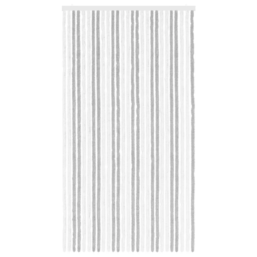 Rideau anti-insectes en chenille Gris clair et blanc - 3
