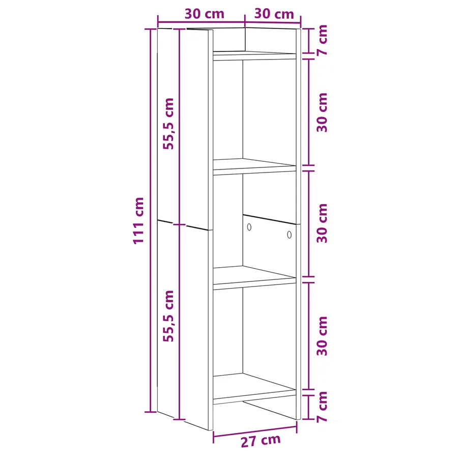 Bibliothèque Blanc 30 x 30 x 111 cm Bois d'ingénierie - 8