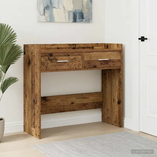 Table console Bois ancien 90 x 35 x 80 cm Bois d'ingénierie