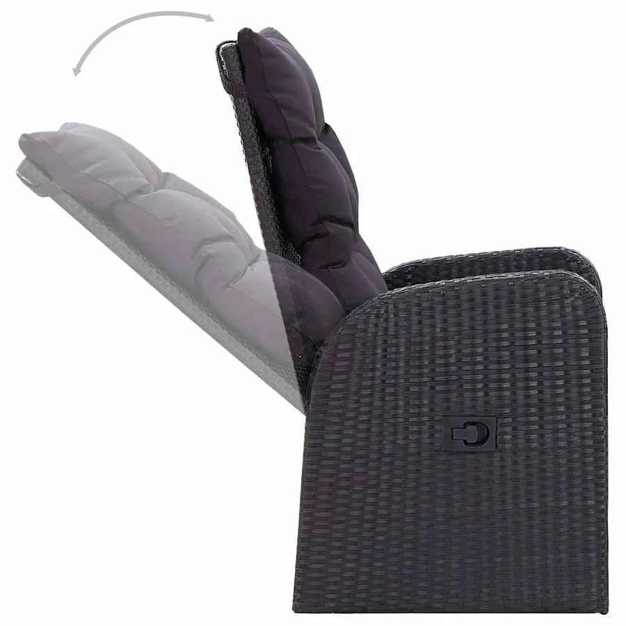 Ensemble à manger de jardin 9 pcs Noir - 6