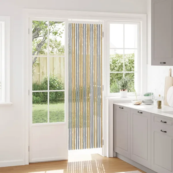 Rideau anti-insectes en chenille Gris et Beige 56 x 200 cm