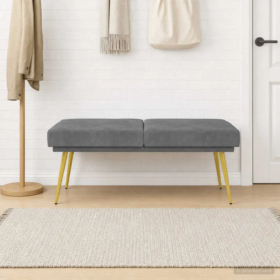 Banc à double couche Gris foncé 120 x 45 x 46 cm Velours - 3