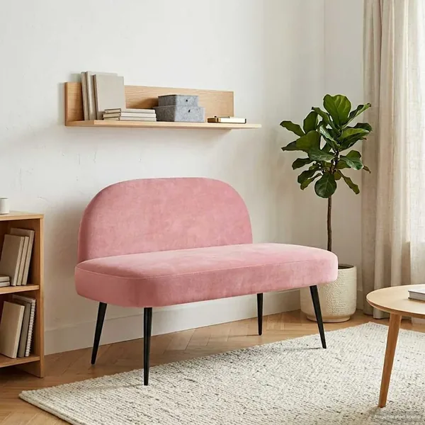 Banc rembourré avec dossier Rose 110 x 60 x 76 cm Velours