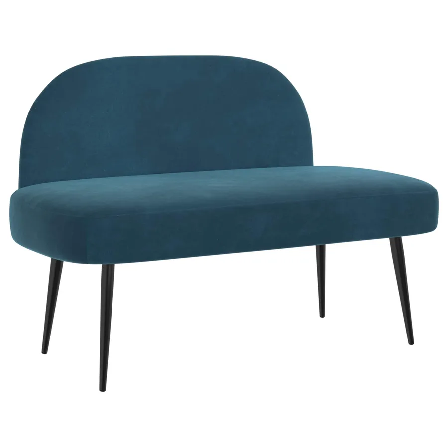 Banc rembourré avec dossier Bleu 110 x 60 x 76 cm Velours - 2