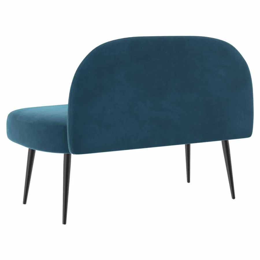 Banc rembourré avec dossier Bleu 110 x 60 x 76 cm Velours - 4