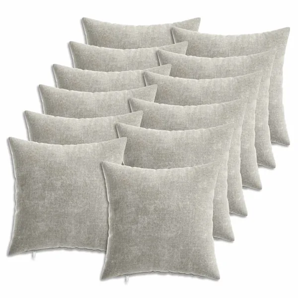 Housse de coussin 12 pcs HEERLEN Gris clair 40 x 40 cm