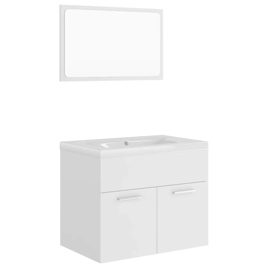 Ensemble de meubles de salle de bain Blanc Aggloméré - 2