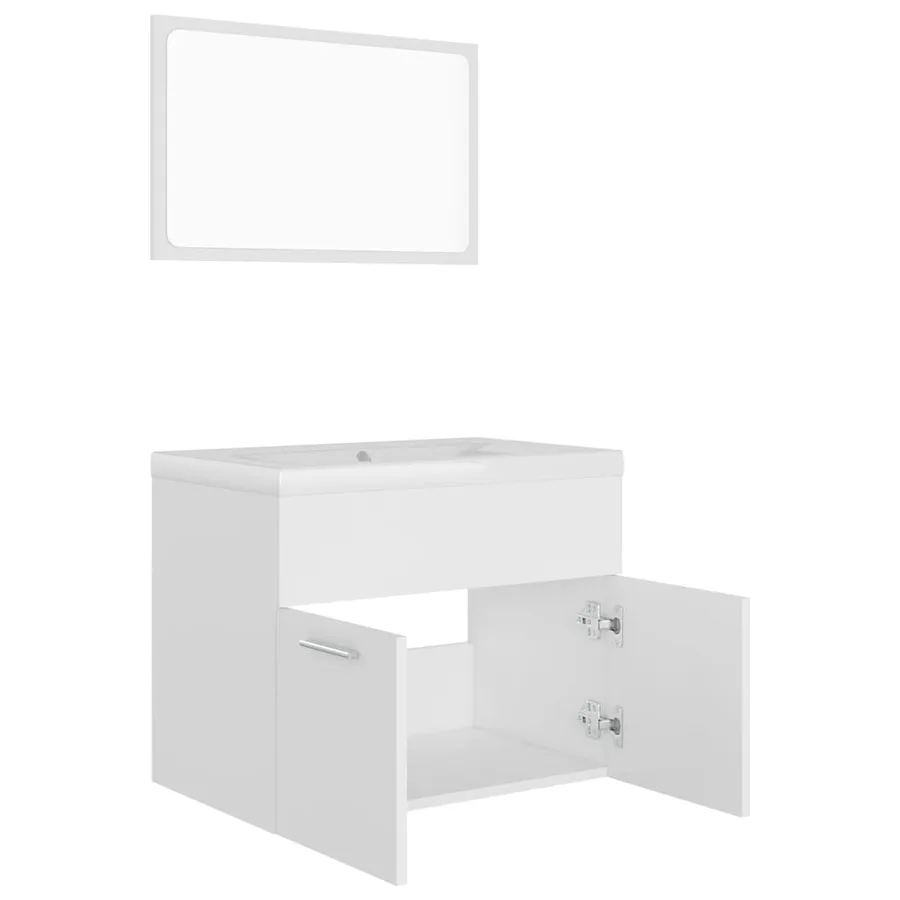 Ensemble de meubles de salle de bain Blanc Aggloméré - 4