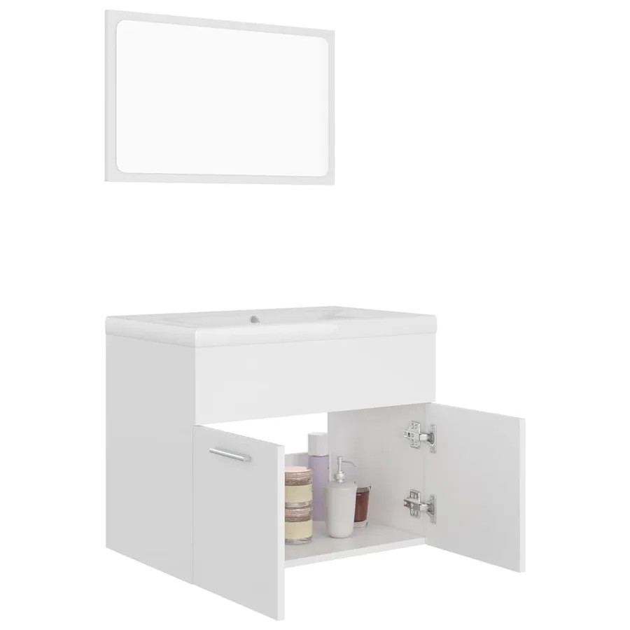 Ensemble de meubles de salle de bain Blanc Aggloméré - 5