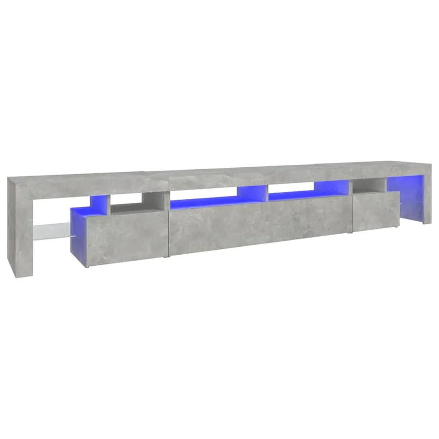 Meuble TV avec lumières LED Gris béton 260x36,5x40 cm - 2