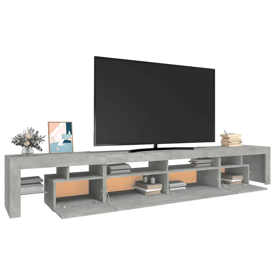 Meuble TV avec lumières LED Gris béton 260x36,5x40 cm - 6