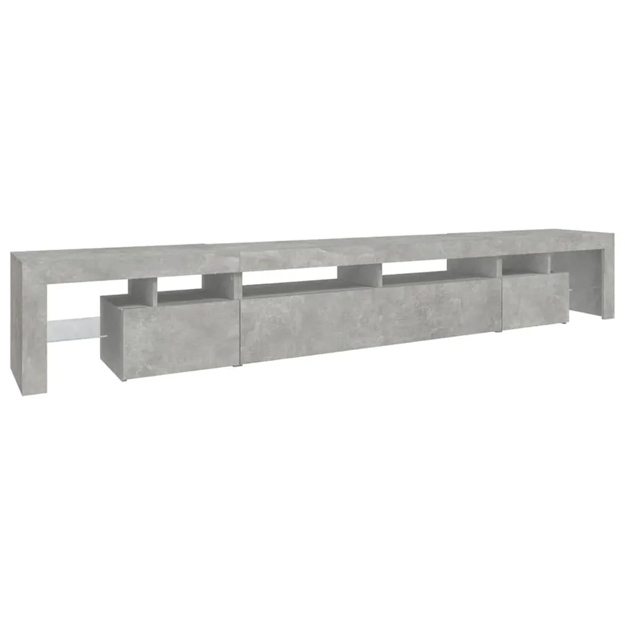Meuble TV avec lumières LED Gris béton 260x36,5x40 cm - 7