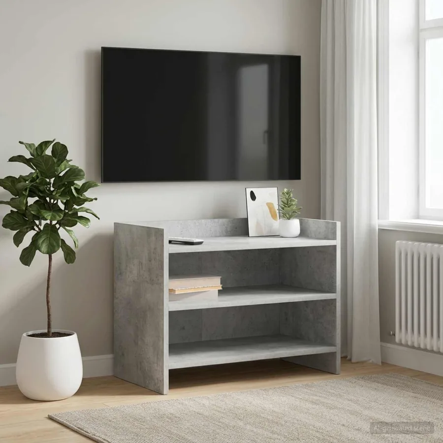 Meuble TV 60 x 33 x 47 cm Gris béton Bois d'ingénierie