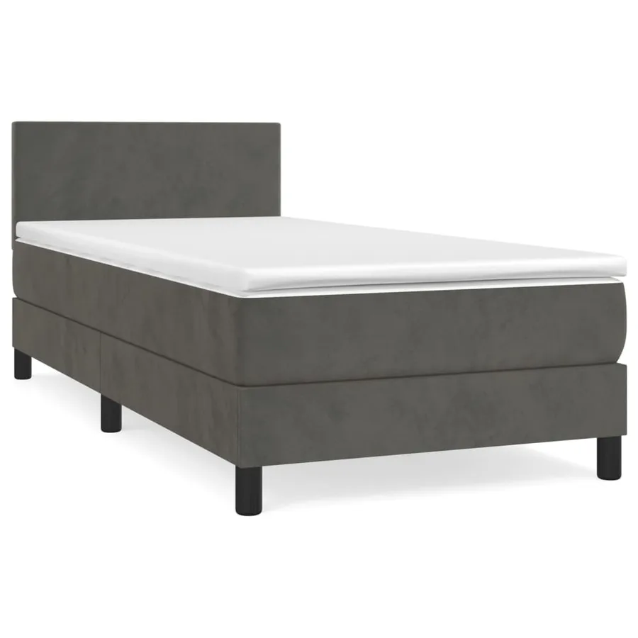 Sommier à lattes de lit et matelas Gris foncé 90x200 cm Velours - 2