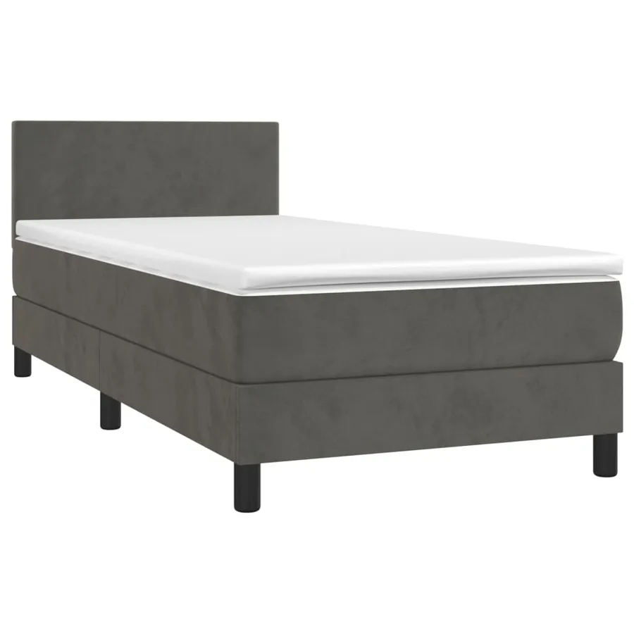 Sommier à lattes de lit et matelas Gris foncé 90x200 cm Velours - 3