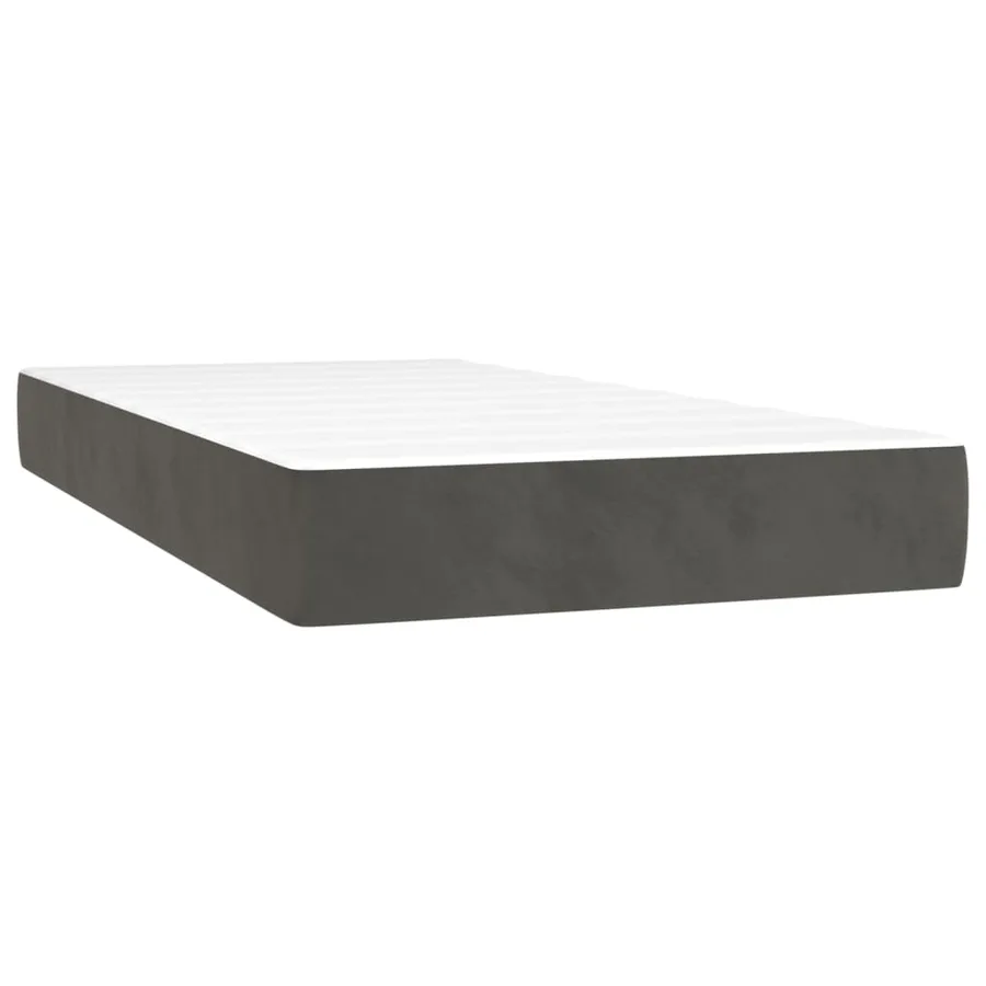 Sommier à lattes de lit et matelas Gris foncé 90x200 cm Velours - 5