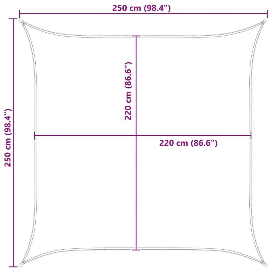 Voile d'ombre Jaune et blanc 2,5 x 2,5 m 100 % polyester Oxford - 10