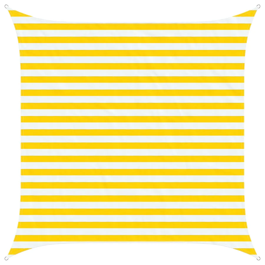 Voile d'ombre Jaune et blanc 2,5 x 2,5 m 100 % polyester Oxford - 2