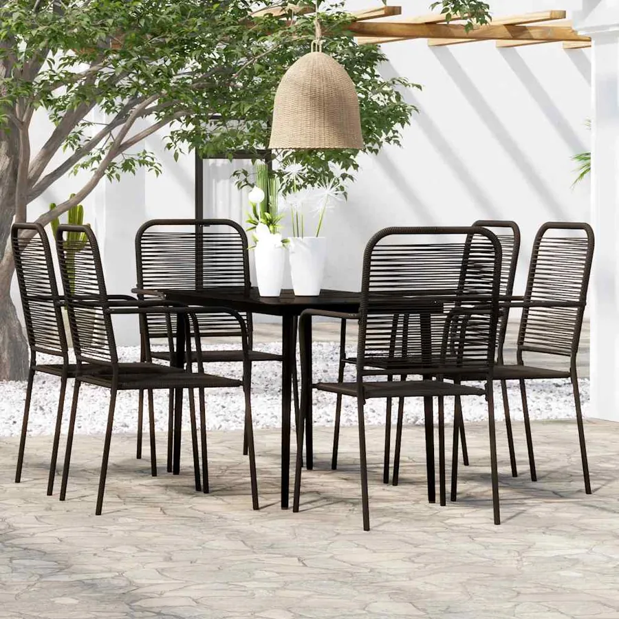 Ensemble à manger de jardin 7 pcs Noir