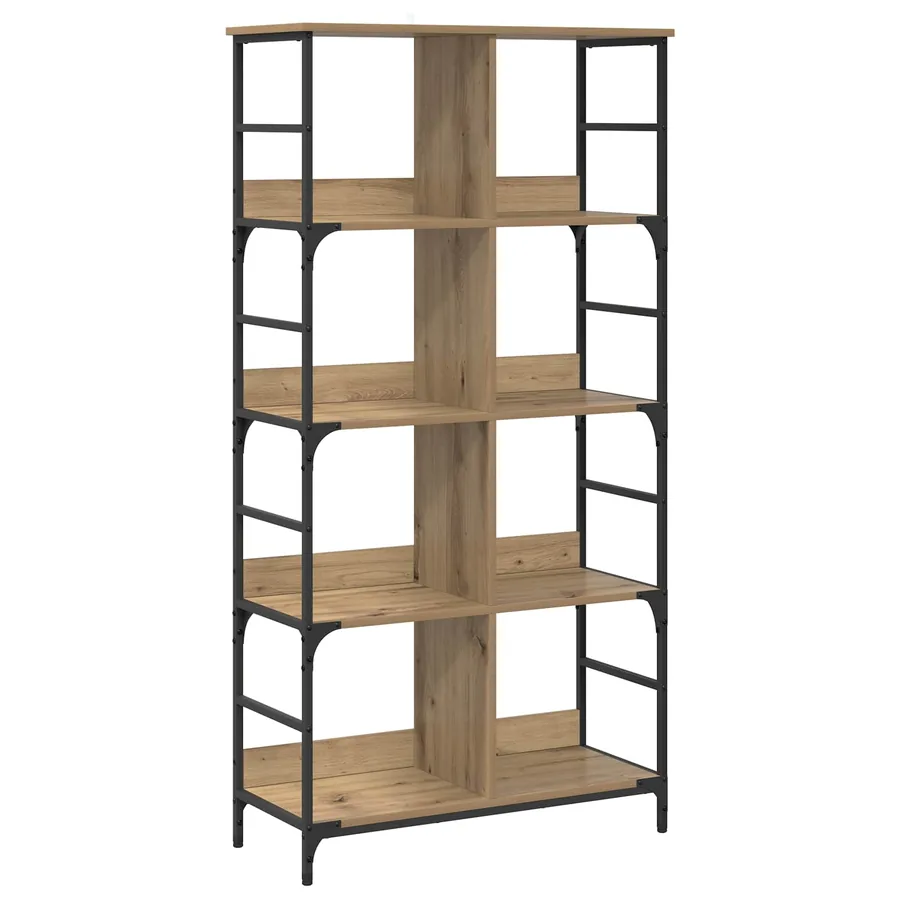 Étagère 4 niveaux 78,5 x 33 x 153 cm métal PB Chêne artisanal - 2