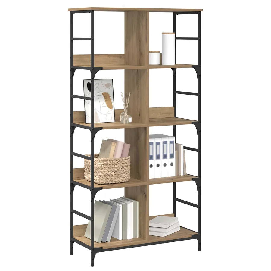 Étagère 4 niveaux 78,5 x 33 x 153 cm métal PB Chêne artisanal - 3