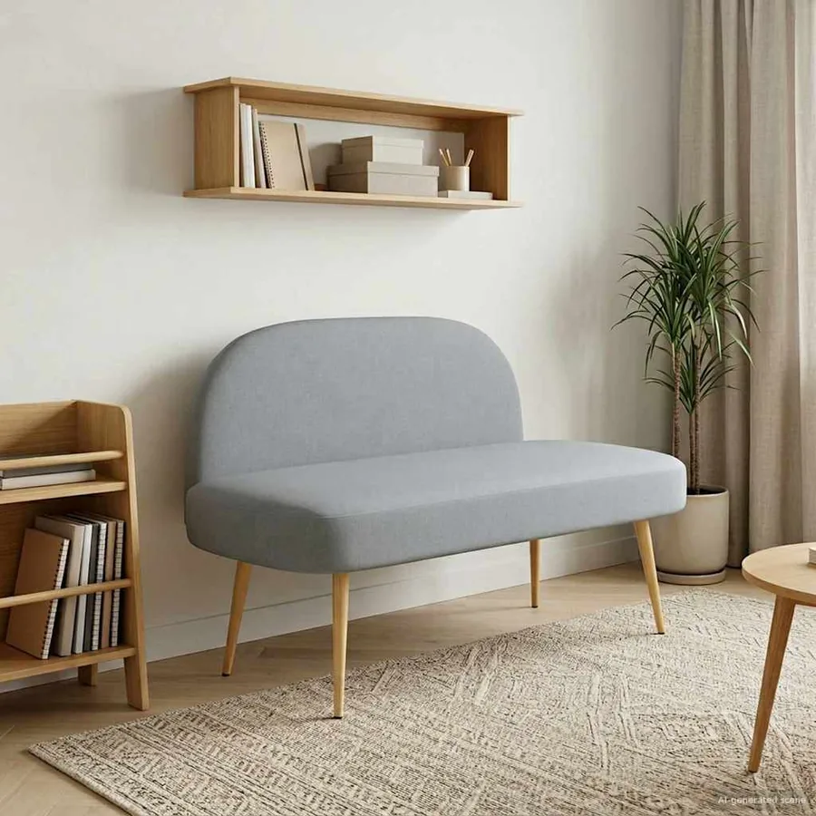Banc rembourré avec dossier Gris clair 110 x 60 x 76 cm