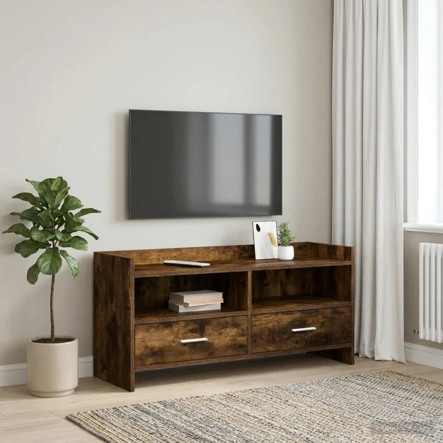Meuble TV 100 x 33 x 47 cm Chêne fumé Bois d'ingénierie