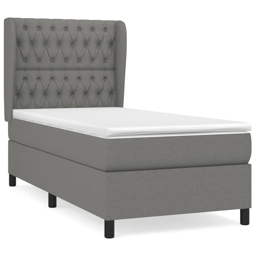 Sommier à lattes de lit avec matelas Gris foncé 100x200cm Tissu - 2