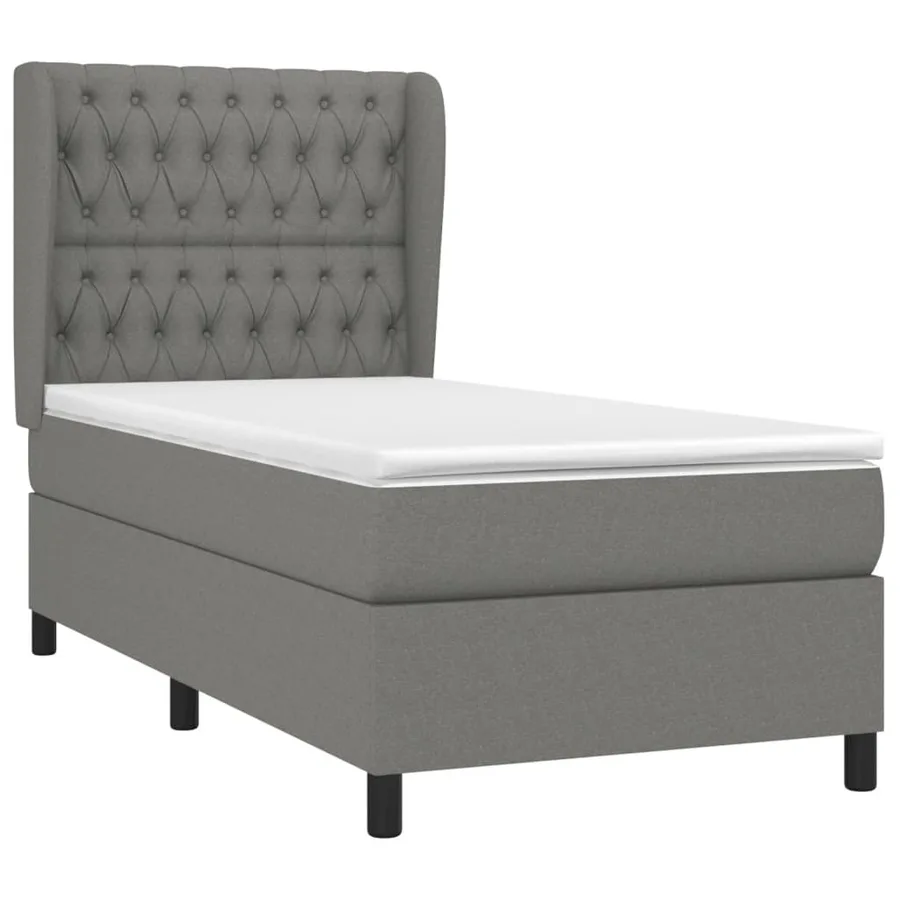 Sommier à lattes de lit avec matelas Gris foncé 100x200cm Tissu - 3