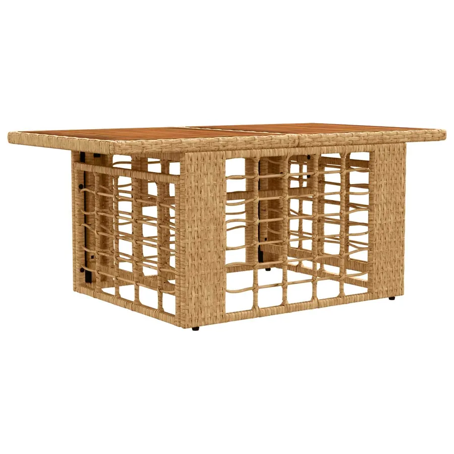 Table de Jardin Naturel 100 x 55 x 37 cm Rattan PE et Verre - 2
