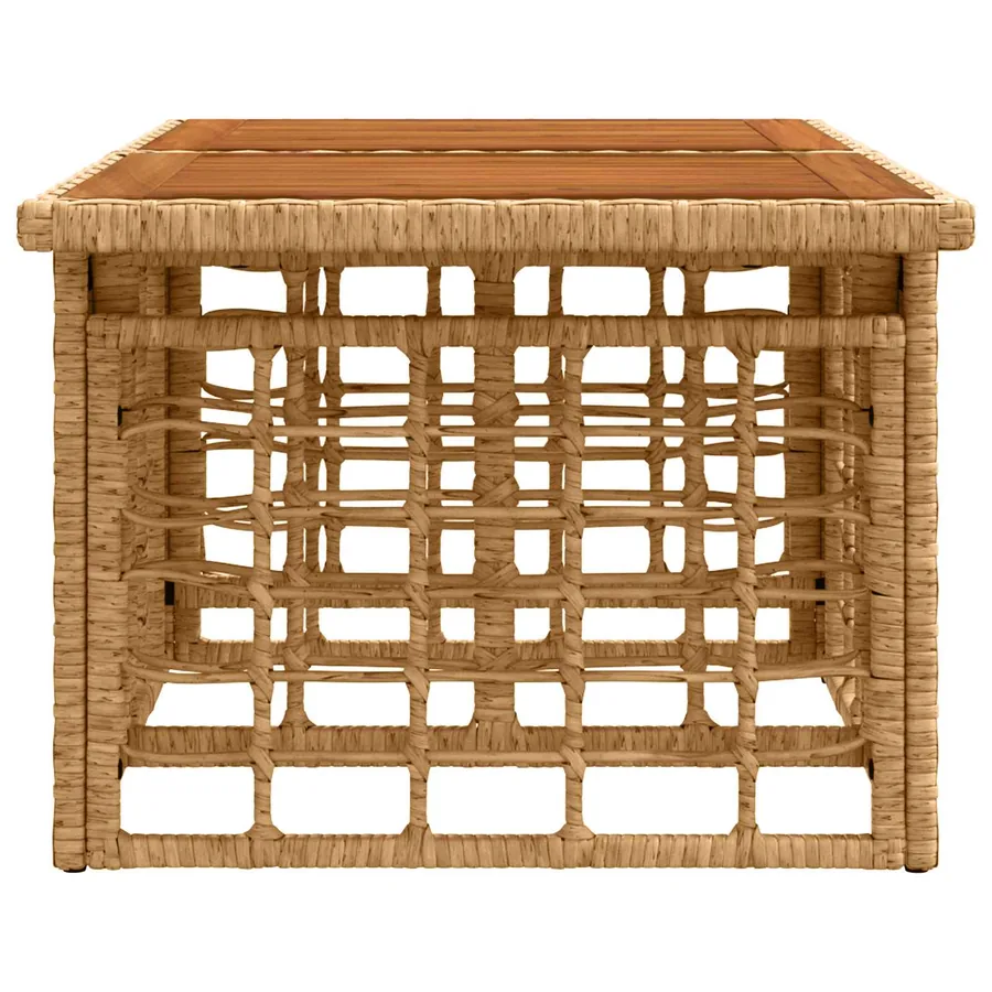 Table de Jardin Naturel 100 x 55 x 37 cm Rattan PE et Verre - 4