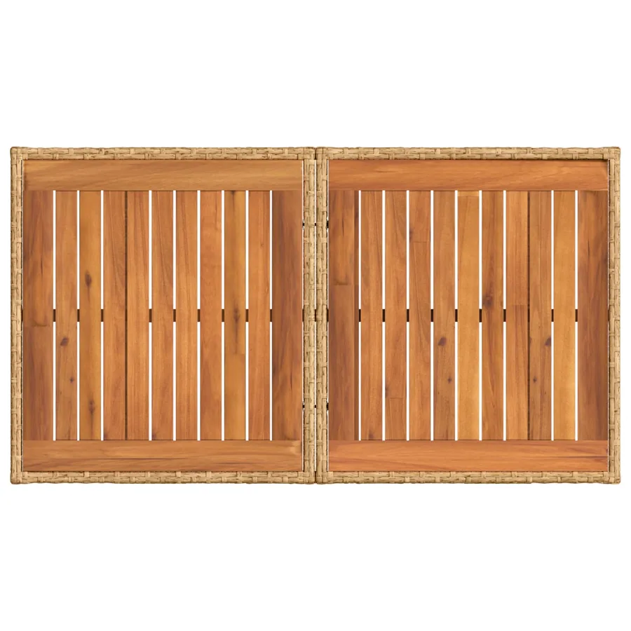 Table de Jardin Naturel 100 x 55 x 37 cm Rattan PE et Verre - 5