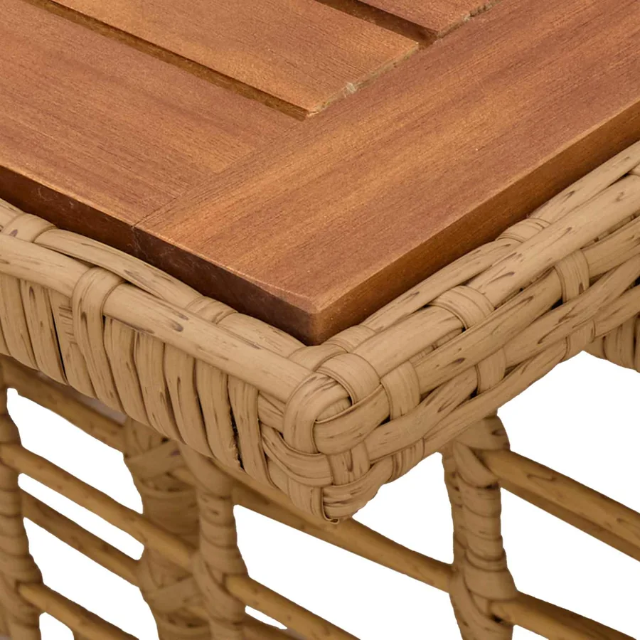 Table de Jardin Naturel 100 x 55 x 37 cm Rattan PE et Verre - 6