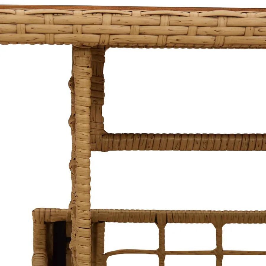 Table de Jardin Naturel 100 x 55 x 37 cm Rattan PE et Verre - 7