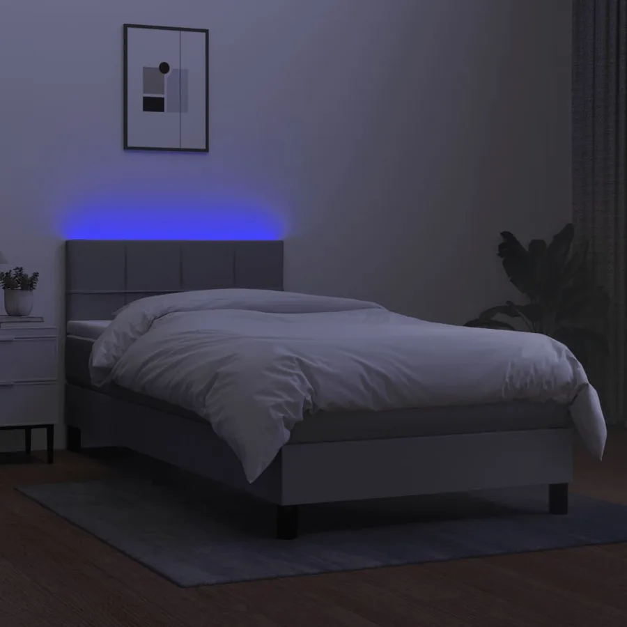 Sommier à lattes de lit avec matelas et LED Gris clair 90x200cm - 4