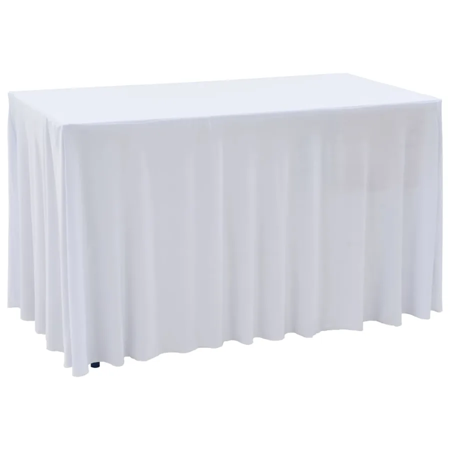 Nappes élastiques de table avec jupon 2 pcs 183x76x74cm Blanc