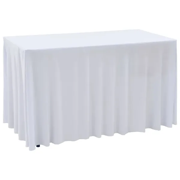 Nappes élastiques de table avec jupon 2 pcs 183x76x74cm Blanc